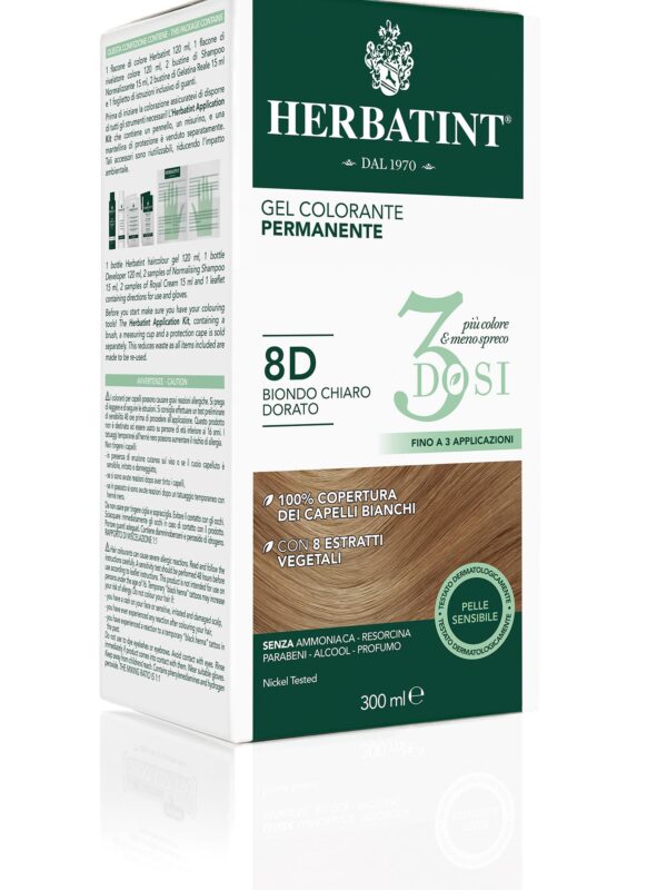 Herbatint 8D Biondo Chiaro Dorato 3 Dosi