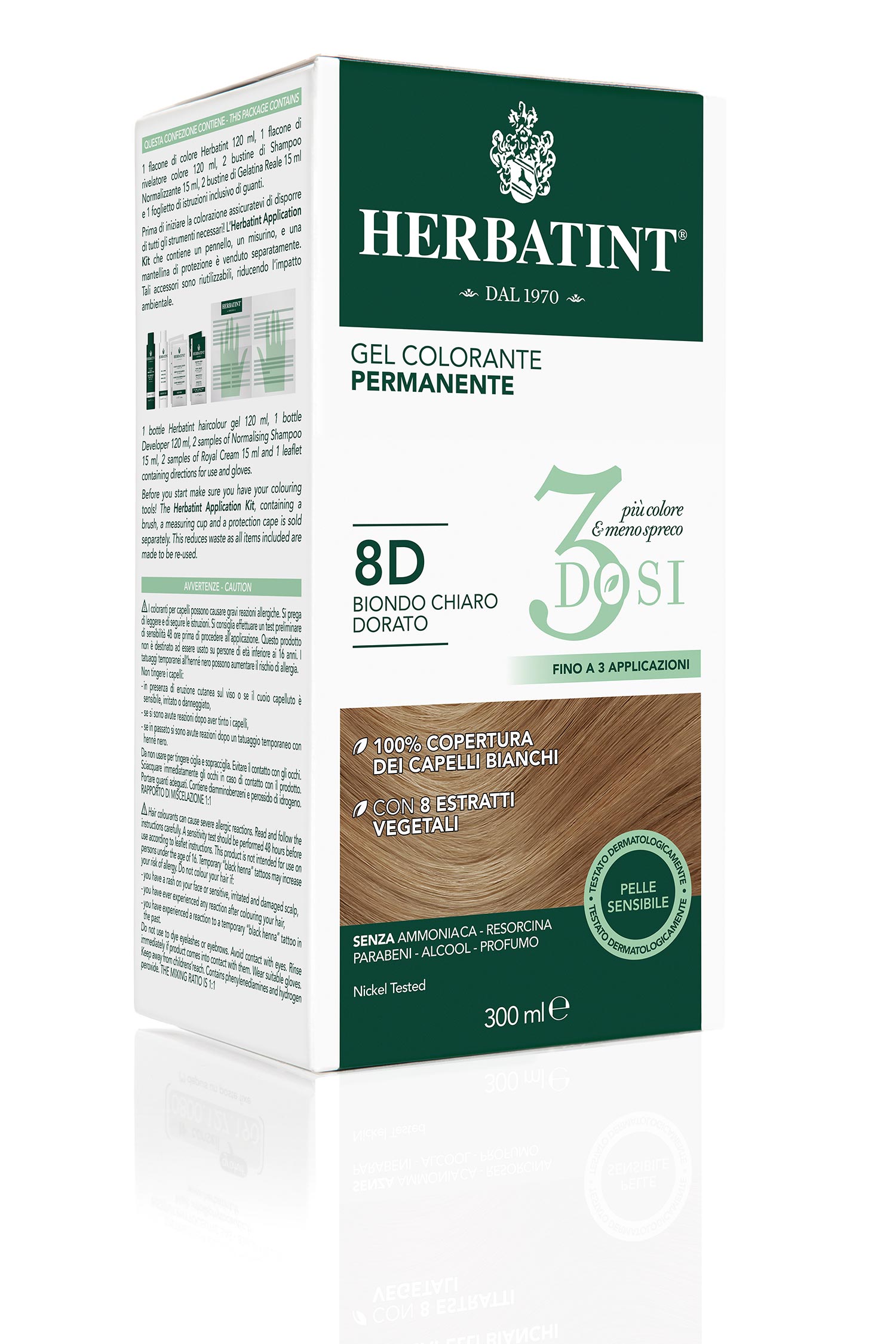 Herbatint 8D Biondo Chiaro Dorato 3 Dosi