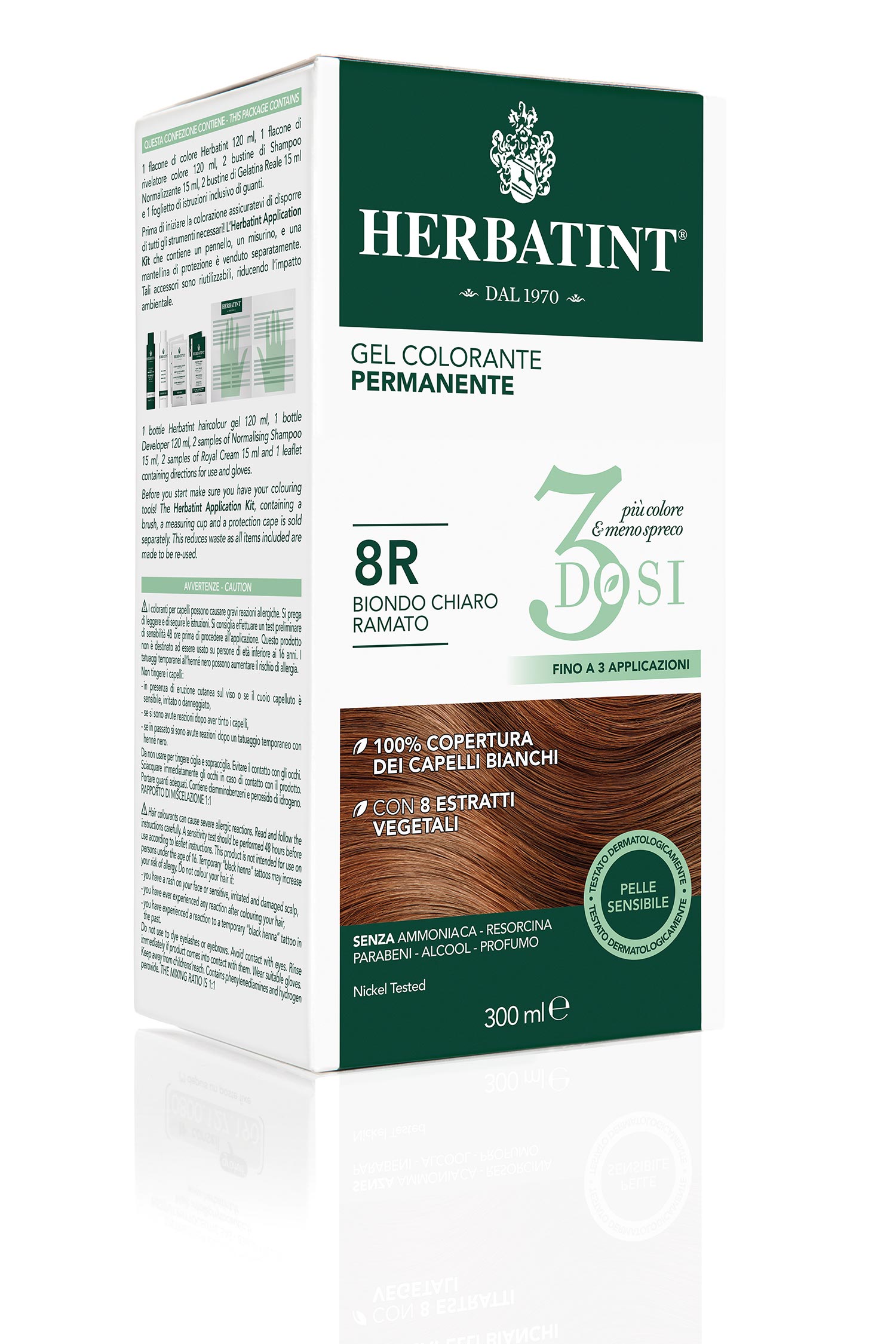 Herbatint 8R Biondo Chiaro Ramato 3 Dosi